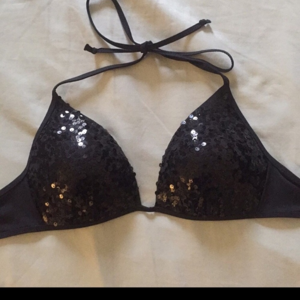 VS PINK bikini top black sequined brand new sz sm
